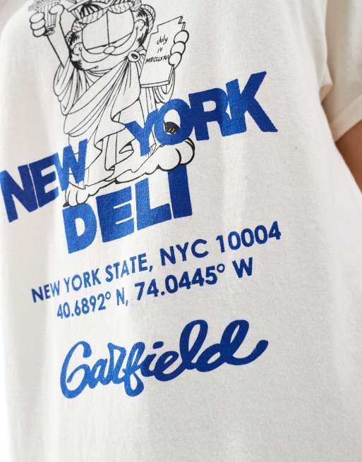 Camiseta beis extragrande con estampado gráfico 