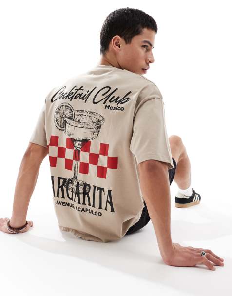 Camiseta beis extragrande con estampado gráfico "Margarita" de ASOS DESIGN - view 1