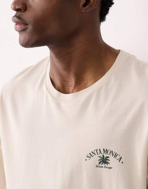 Camiseta beis extragrande con estampado "Santa Monica" de JJ Rebel, 4 de 5