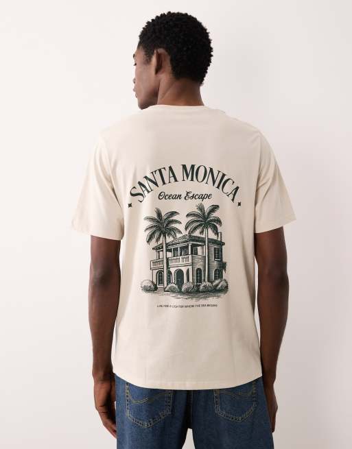 Camiseta beis extragrande con estampado "Santa Monica" de JJ Rebel, 5 de 5