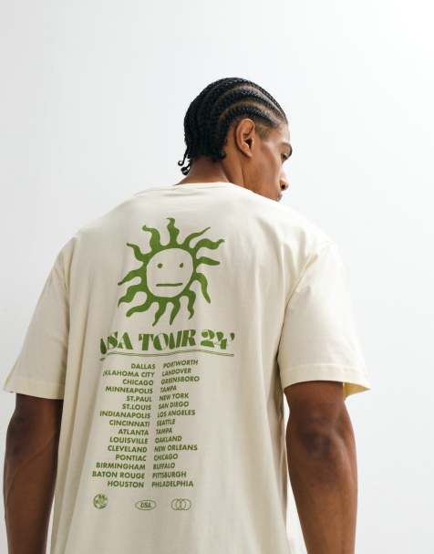 Camiseta beis extragrande con estampado "USA Tour" en la espalda de ONLY & SONS - view 1