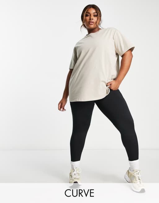 Camiseta beis extragrande con logo de algodón de secado rápido con de ASOS 4505 Curve