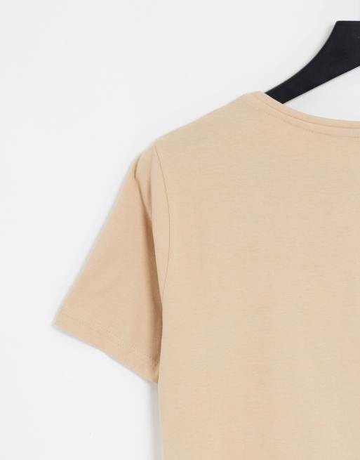Camiseta beis extragrande con logo estampado de algodón de NA-KD - BEIGE, 4 de 4