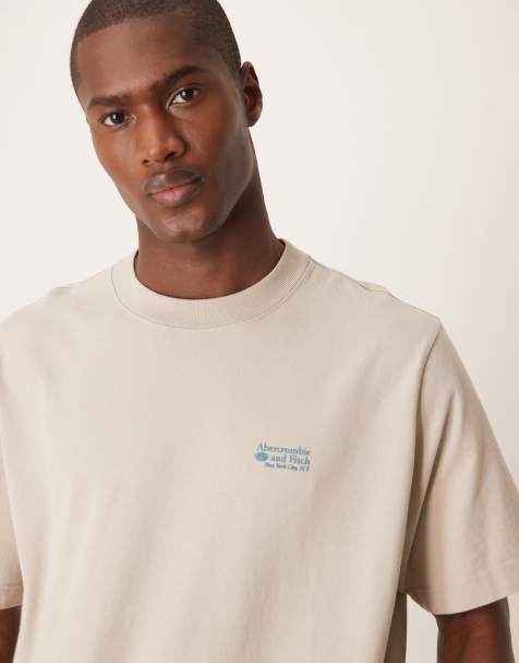 Camiseta beis extragrande con logo pequeño pulido de tejido grueso de Abercrombie & Fitch - view 1