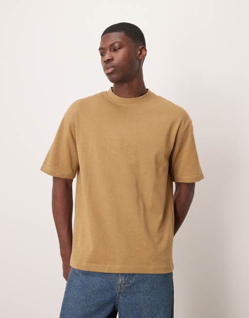 Camiseta beis extragrande de tejido grueso de Selected Homme