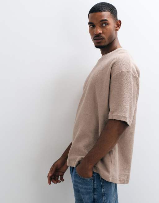Camiseta beis extragrande de tejido muy grueso texturizado de ASOS DESIGN, 3 de 7