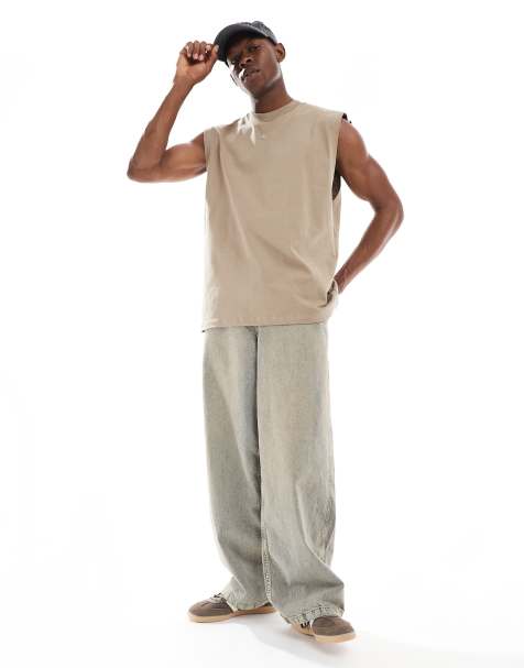 Camiseta beis extragrande sin mangas de tejido grueso de ASOS DESIGN - view 1