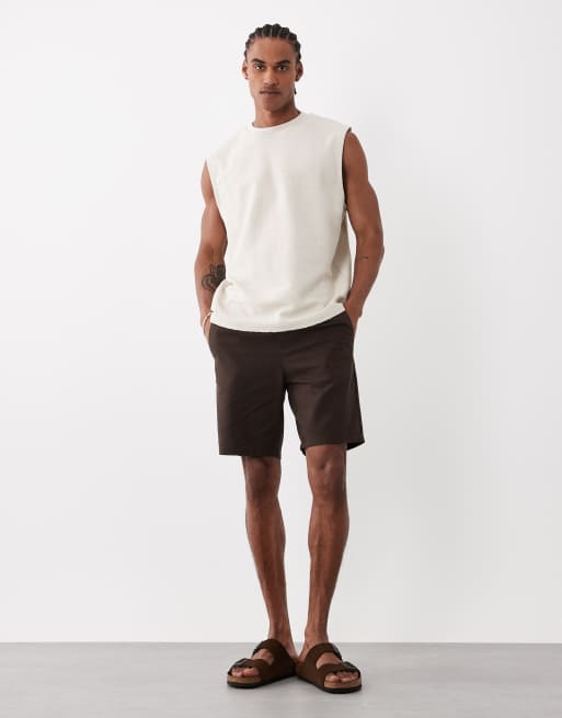 Camiseta beis extragrande sin mangas de tejido muy grueso texturizado de ASOS DESIGN, 2 de 5