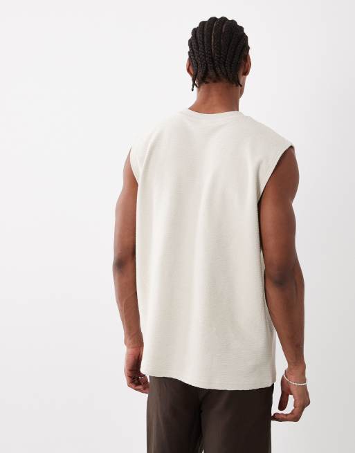 Camiseta beis extragrande sin mangas de tejido muy grueso texturizado de ASOS DESIGN, 5 de 5