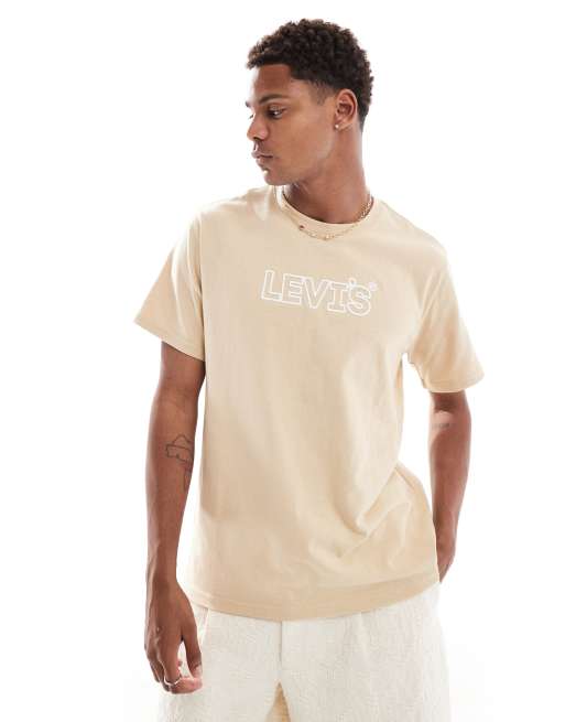 Camiseta beis holgada con logo en relieve de Levi's