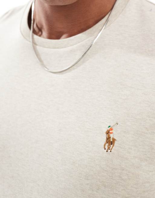 Camiseta beis jaspeado de corte custom con logo de algodón pima Icon de Polo Ralph Lauren, 2 de 4
