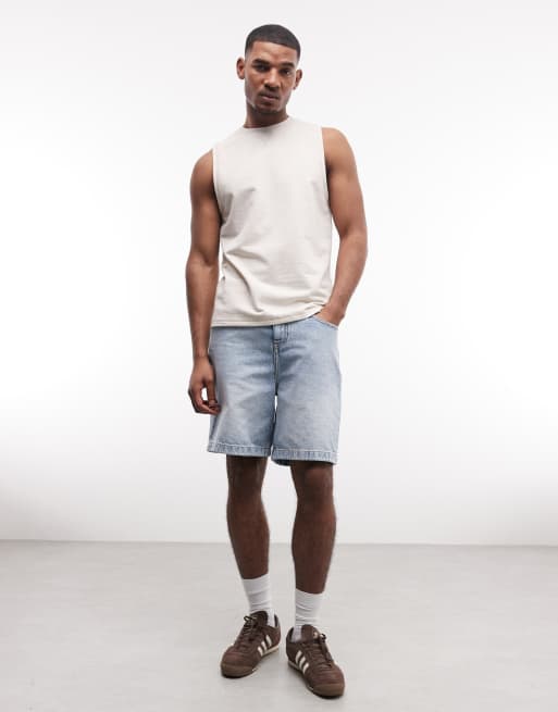 Camiseta beis jaspeado sin mangas de corte estándar de tejido rizado de ASOS DESIGN, 2 de 5
