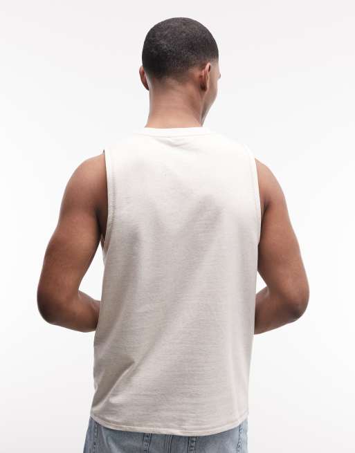 Camiseta beis jaspeado sin mangas de corte estándar de tejido rizado de ASOS DESIGN, 4 de 5