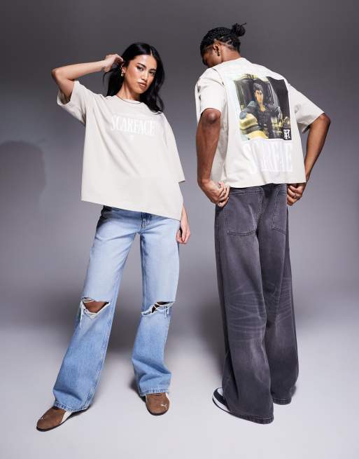 Camiseta beis lavado unisex extragrande con estampado con licencia de "Scarface" de ASOS DESIGN, 3 de 4