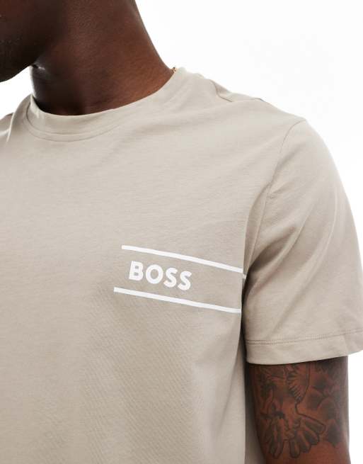 Camiseta beis oscuro con logo de BOSS Bodywear, 2 de 4