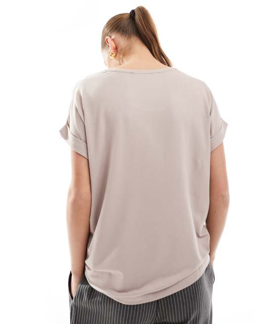 Camiseta beis suave con cuello redondo de ONLY , 2 de 4