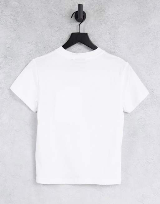 Camiseta blanca ajustada con logo estampado de estilo dibujo animado de Reclaimed Vintage Inspired ASOS