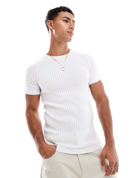 Camiseta blanca ajustada de canalé de Jack & Jones - view 1