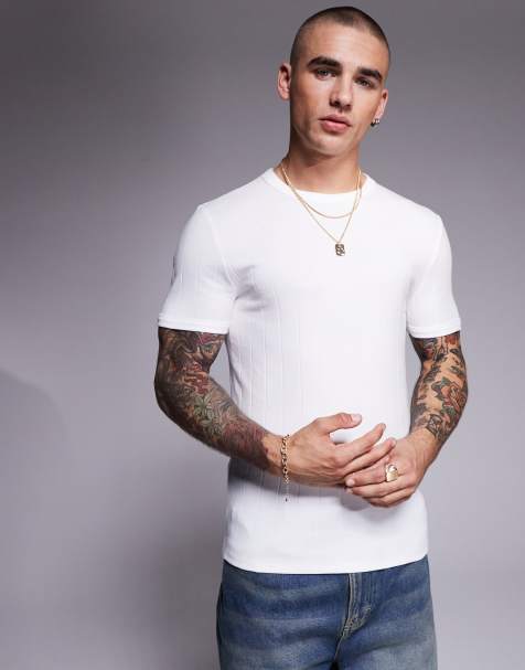Camiseta blanca ajustada de canalé texturizado de ASOS DESIGN - view 1