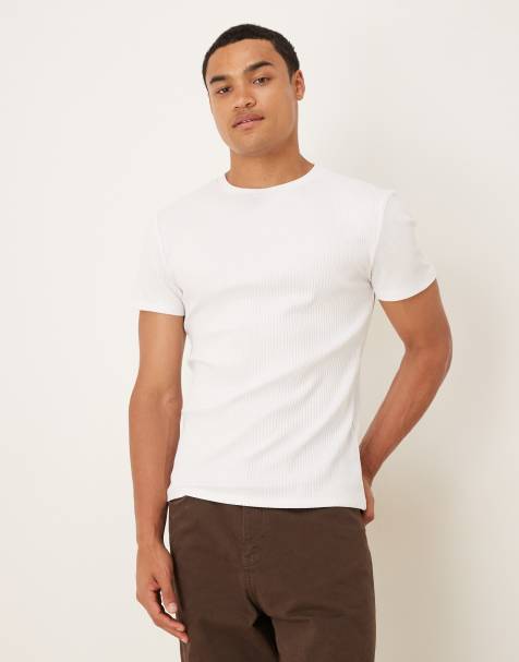 Camiseta blanca ajustada de tejido muy grueso de canalé de ASOS DESIGN - view 1