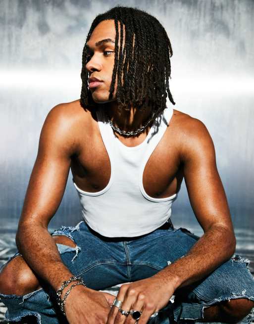 Camiseta blanca ajustada sin mangas con espalda de nadador extrema de canalé de ASOS DESIGN