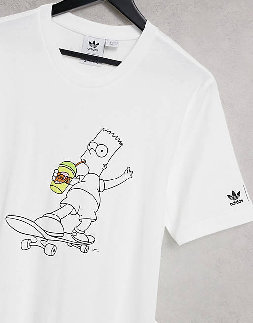 Enlace Extraer facultativo Camiseta blanca Bart Squishee de adidas Originals x The Simpsons | ASOS