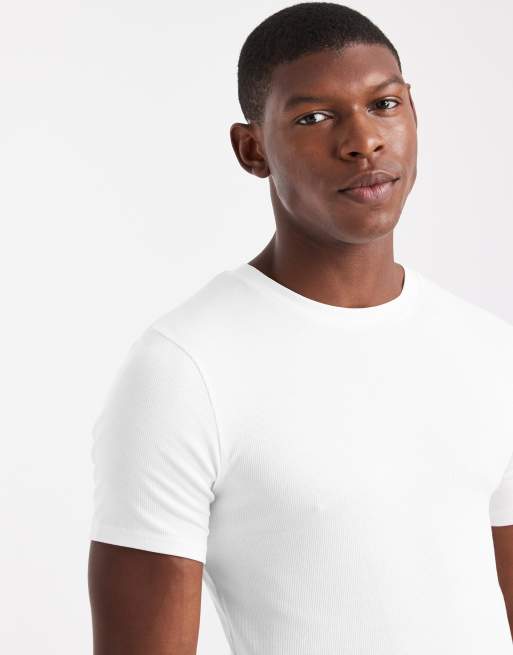 Camiseta blanca básica ajustada de canalé de ASOS DESIGN, 5 de 5