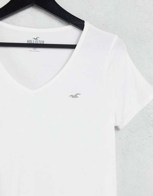 Camiseta blanca básica con cuello redondo de Hollister, 4 de 4