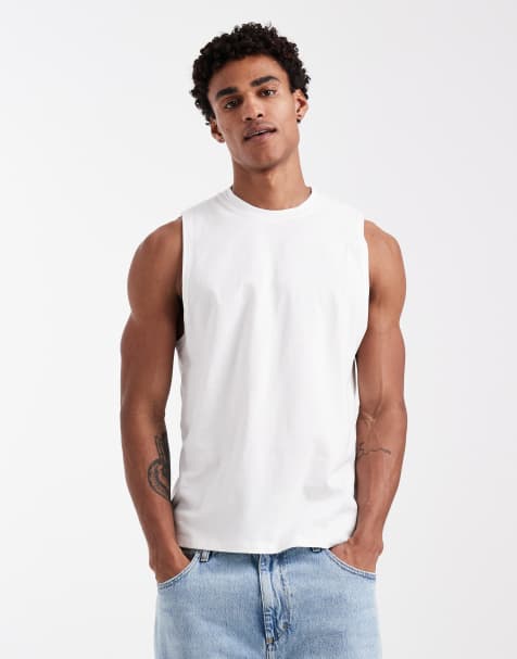 Camiseta blanca básica de corte estándar sin mangas Essentials de ASOS DESIGN - view 1