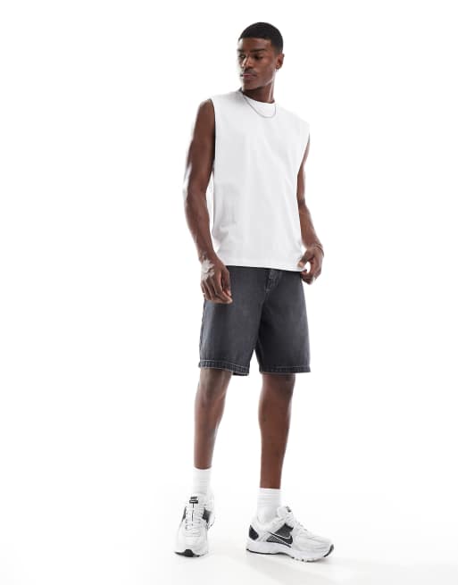 Camiseta blanca básica extragrande sin mangas con sisas caídas de ASOS DESIGN   , 3 de 4