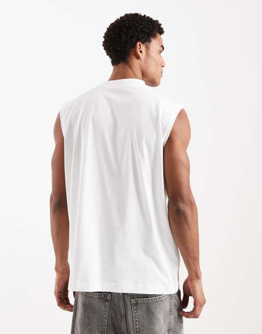 Camiseta blanca básica extragrande sin mangas de ASOS DESIGN, 3 de 5