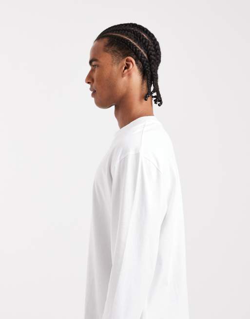 Camiseta blanca básica holgada de manga larga de ASOS DESIGN, 4 de 5