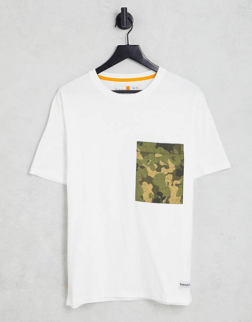 Hombre Tops | Camiseta blanca con bolsillo con estampado de camuflaje Outdoor Heritage de Timberland - XN33481