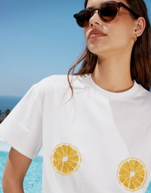 Camiseta blanca con bordado de naranjas de Never Fully Dressed (parte de un conjunto), 4 de 4
