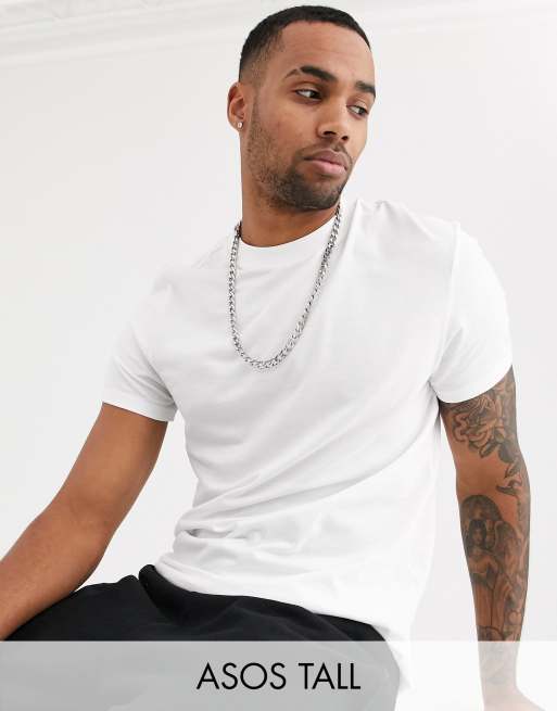 Camiseta blanca con cuello redondo de ASOS DESIGN Tall 