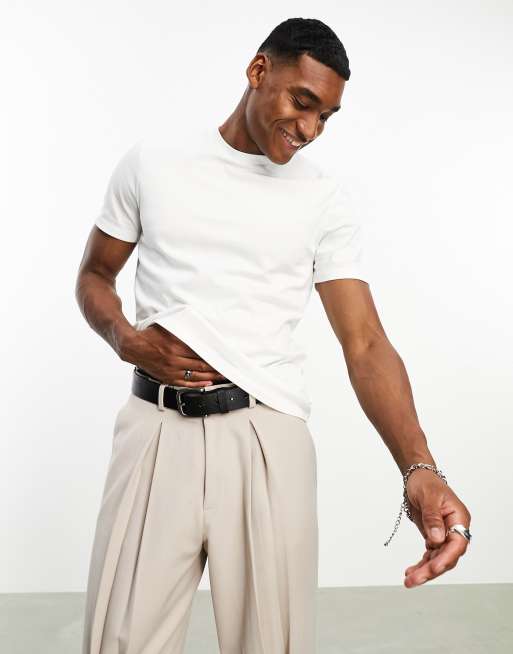 Camiseta blanca con cuello redondo de tejido grueso de ASOS DESIGN