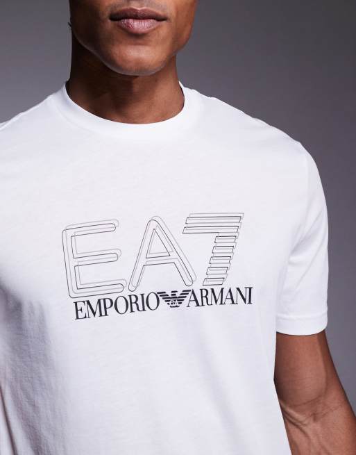 Camiseta blanca con cuello redondo y logo de Armani EA7, 5 de 5