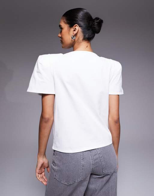 Camiseta blanca con detalle de flor premium de ASOS LUXE, 3 de 4