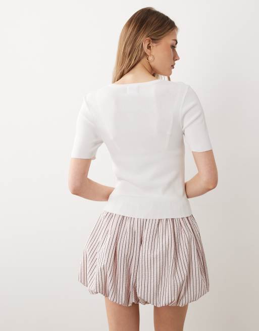 Camiseta blanca con diseño encogido de punto compacto de ASOS DESIGN, 4 de 4
