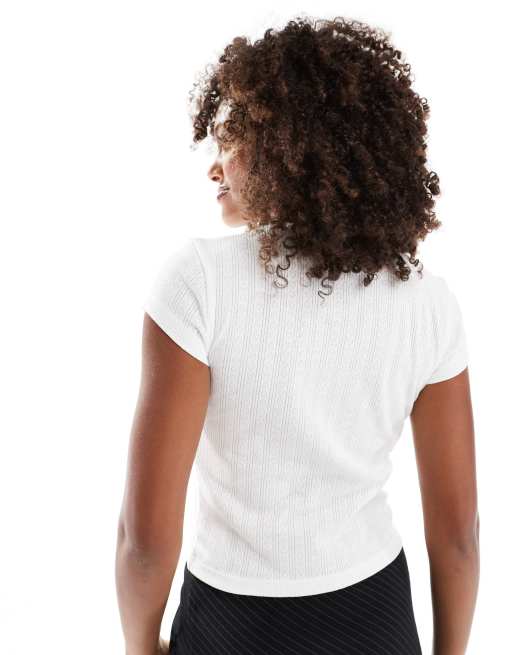 Camiseta blanca con diseño encogido y estampado de gato de ASOS DESIGN, 4 de 4