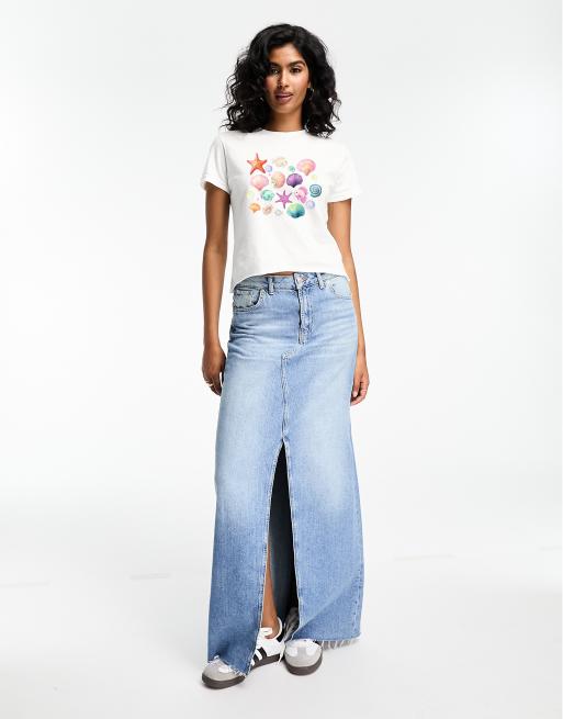 Camiseta blanca con diseño encogido y estampado gráfico de conchas de ASOS DESIGN, 2 de 3