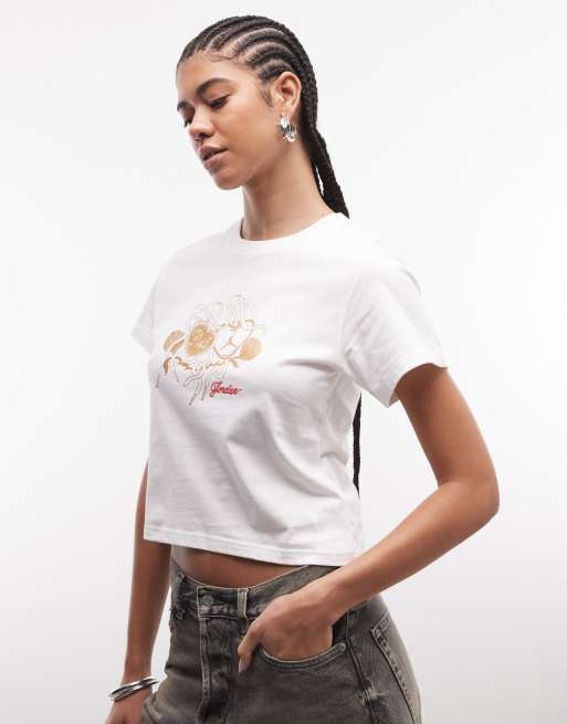 Camiseta blanca con diseño encogido y estampado gráfico de Jordan , 2 de 4