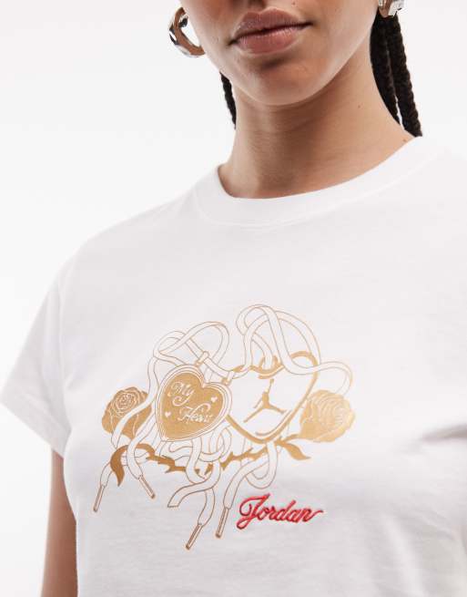 Camiseta blanca con diseño encogido y estampado gráfico de Jordan , 3 de 4