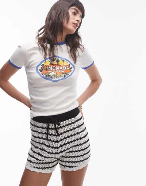 Camiseta blanca con diseño encogido y estampado gráfico "Limonada" de Topshop - view 1