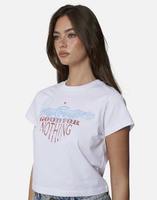 Camiseta blanca con diseño encogido y gráfico de Good For Nothing, 4 de 4