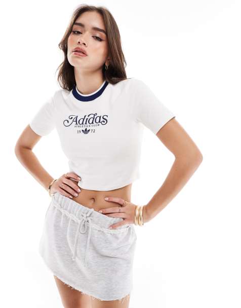Camiseta blanca con diseño encogido y logo de adidas Originals - view 1