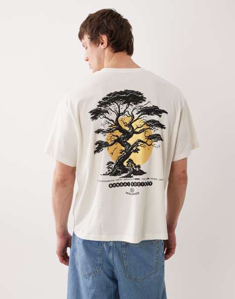 Camiseta blanca con estampado de bonsái en la espalda de Jack & Jones - view 1