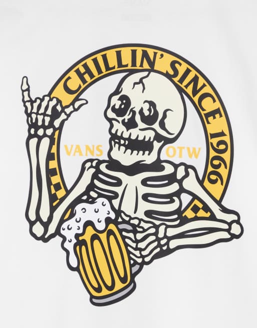 Camiseta blanca con estampado de calavera en la espalda "Chillin" de Vans, 3 de 4