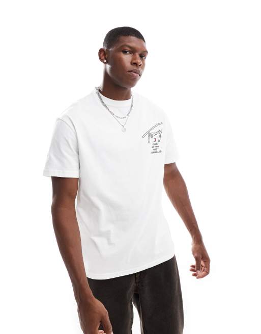 Camiseta blanca con estampado de ciudades y logo en la espalda de Tommy Jeans, 2 de 4