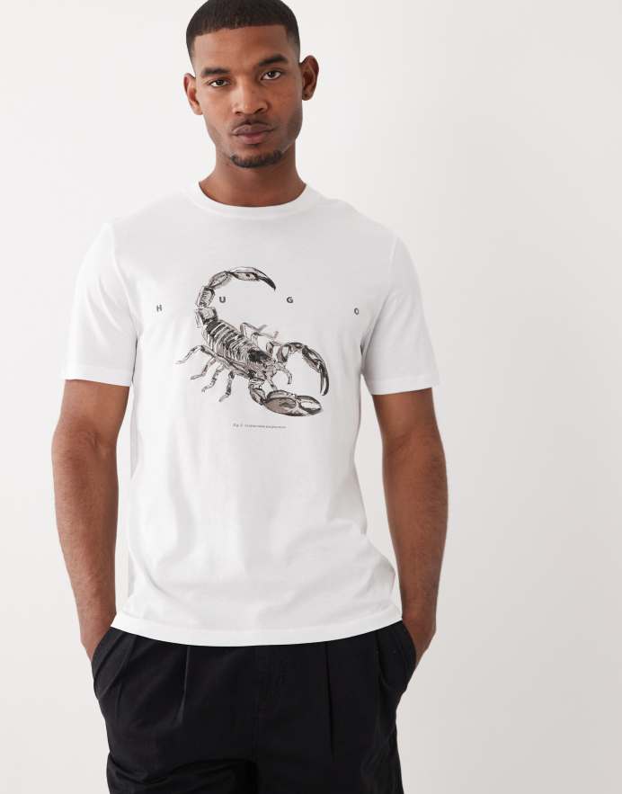 Hugo Red Camiseta blanca con estampado de escorpión de